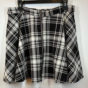 Hot Topic Black White Plaid O-Ring Zip Skater Mini Skirt Punk Goth Size Large